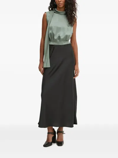 Hugo Boss Scarf-detail Sleeveless Blouse In Green