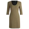 Hugo Boss Scoop-neck Dress In Herringbone Stretch Fabric In Multi