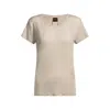 Hugo Boss Scoop-neck Linen T-shirt With Gathered Back In Beige