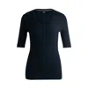 Hugo Boss Scoop-neck Top In Stretch Fabric In Blue