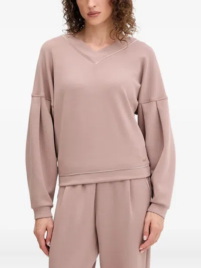 Hugo Boss Scuba V-neck Sweatshirt In Pink