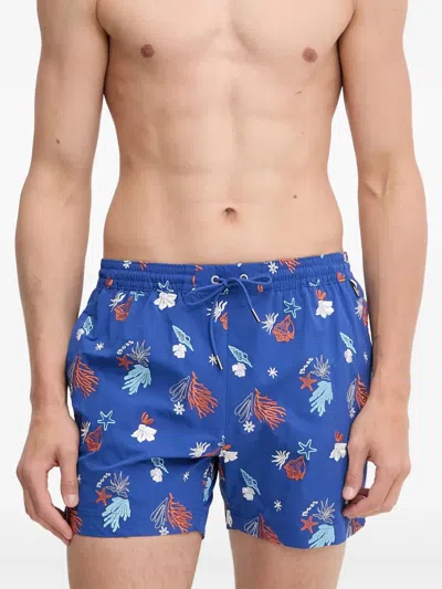 Hugo Boss Sea Life-print Swim Shorts In Blue