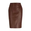 Hugo Boss Seam-detail Pencil Skirt In Lamb Leather In Brown