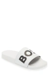 Hugo Boss Bay Logo-embossed Slides In White