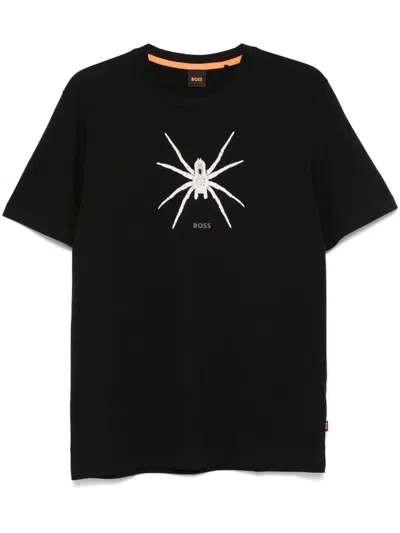Hugo Boss Seasonal-print Cotton T-shirt In Black