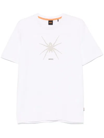 Hugo Boss Seasonal-print Cotton T-shirt In White
