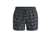 Hugo Boss Seasonal-print Swim Shorts With Round Hem In Grey