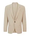 Hugo Boss Modern-fit Jacket In Linen-look Fabric In Nude
