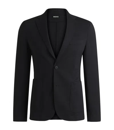Hugo Boss Seersucker Slim Blazer In Black