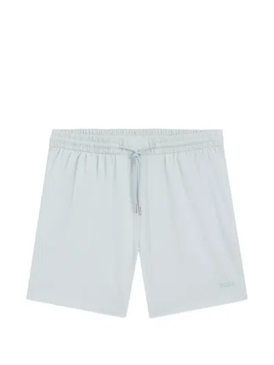 Hugo Boss Quick-dry Swim Shorts In Stretch Seersucker In Blue