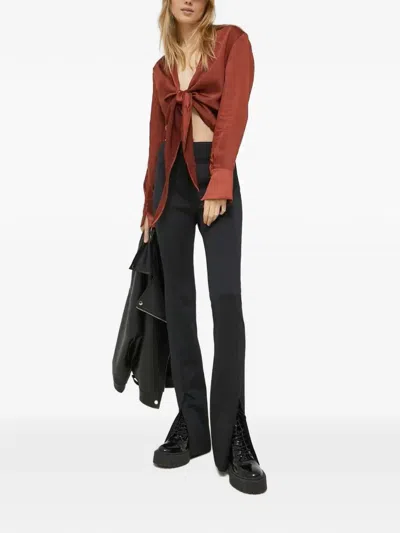 Hugo Boss Self-tie Blouse In Brown