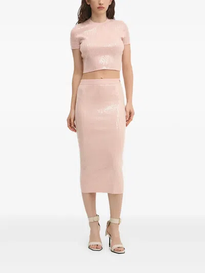 Hugo Boss Sequin-embellished Knitted Top In Pink
