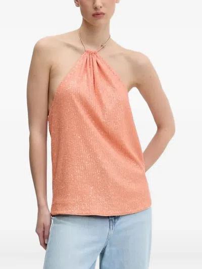 Hugo Boss Sequin-embellished Top In Pink