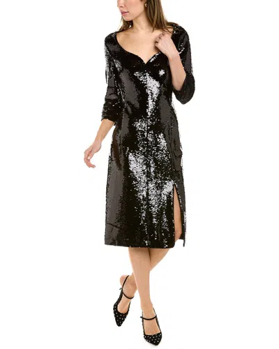 Hugo Boss Sequin Midi Dress In Black