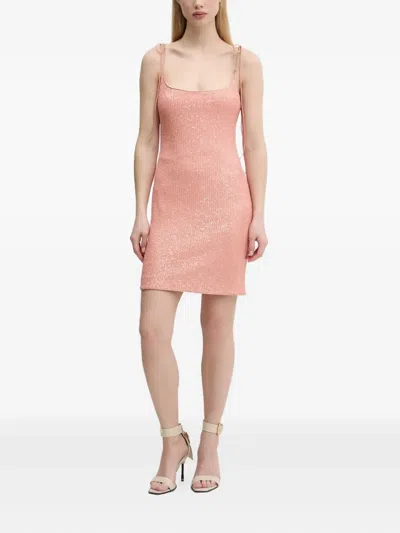 Hugo Boss Sequin Tie-strap Mini Dress In Pink