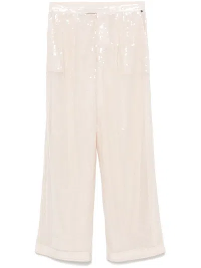 Hugo Boss Sequinned Straight-leg Trousers In Neutrals