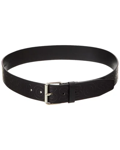 Hugo Boss Serge Leather Belt In Black