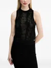 Hugo Boss Seshy Floral-pattern Sleeveless Top In Black