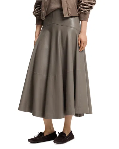 Hugo Boss Sesola Leather Skirt In Gray