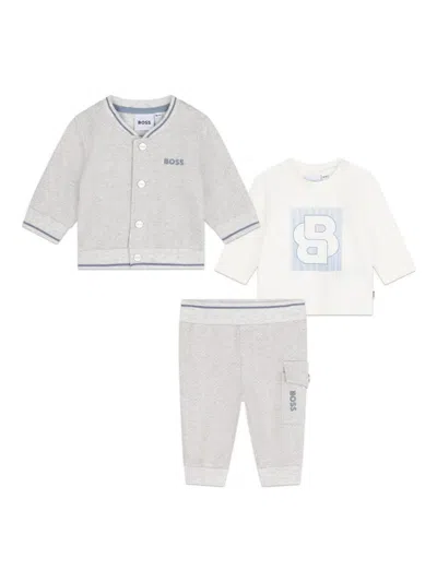 Hugo Boss Babies' Set Con Stampa In Gray