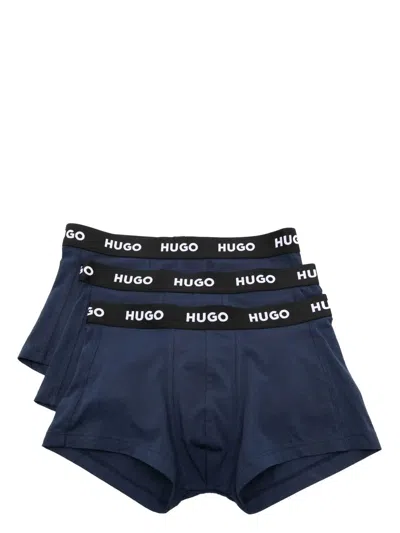 Hugo Boss Set Of 3 Logo-band Boxer Briefs In Blue