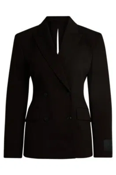 Hugo Boss Sharp-fit Blazer With Rear Slit And Flap Pockets In Black