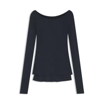 Hugo Boss Sheer-jersey Top With Double Layer In Blue