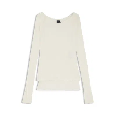 Hugo Boss Sheer-jersey Top With Double Layer In White