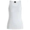 Hugo Boss Sheer Tank Top With Ribbed Structure In White