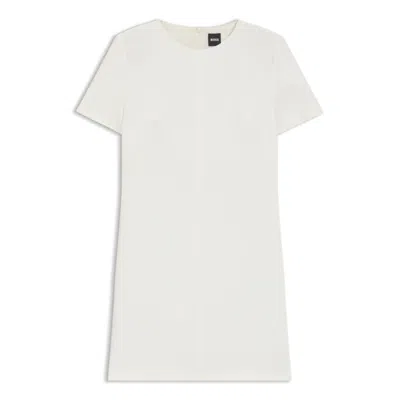 Hugo Boss Shift Dress In Soft Crepe In White