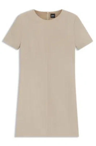 Hugo Boss Shift Dress In Soft Crepe In Brown