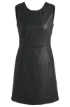 Hugo Boss Shift Dress In Soft Faux Leather In Black