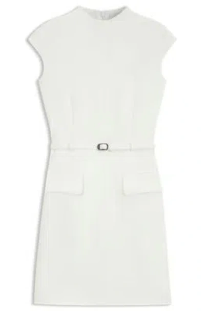 Hugo Boss Shift Dress With Belt Detail In White