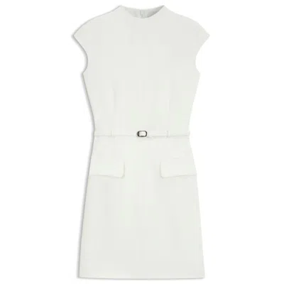 Hugo Boss Shift Dress With Pockets And Belt Detail In White