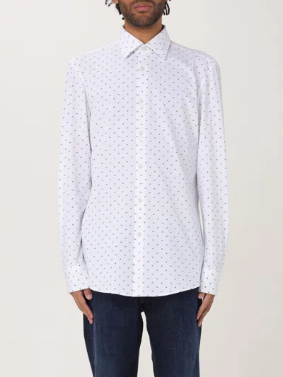 Hugo Boss Geometric-print Cotton Shirt In Blue
