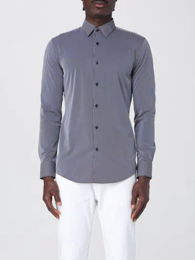 Hugo Boss Camicia Classica Boss In Jersey A Righe In Blue