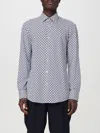 Hugo Boss Geometric-pattern Crepe Shirt In Blue