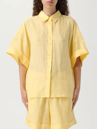 Hugo Boss Camicia Basic Boss In Ramiè In Yellow
