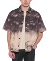 Hugo Boss Hugo Eratino Tie Dye Short Sleeve Nylon Button-up Shirt In Brown