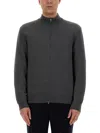 Hugo Boss Zip Cotton Cardigan In Gray