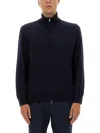 Hugo Boss Boss Zip-up Shirt In Soft Virgin Wool In Blue