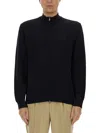 Hugo Boss Boss Shirt With Zip In Blue