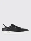 Hugo Boss Leather Trainers With Signature-stripe Details In Black