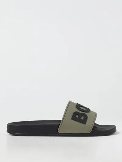 Hugo Boss Logo-embossed Slides In Military