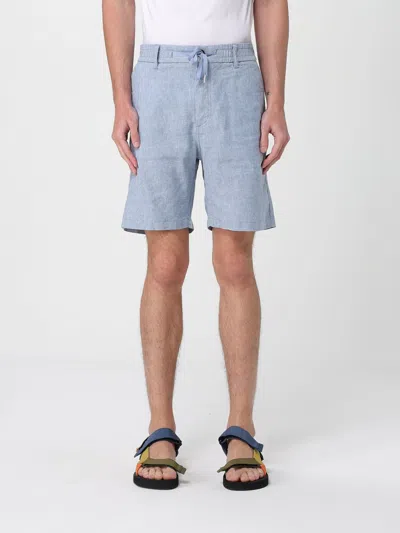 Hugo Boss Pantaloncino Boss In Misto Lino In Blue