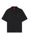 Hugo Boss Oversize-fit Shirt In Paper-touch Cotton In Black