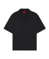 Hugo Boss Oversize-fit Shirt In Paper-touch Cotton In Black