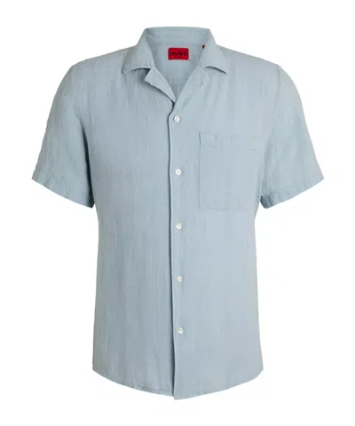 Hugo Boss Short-sleeve Button-up Shirt In Blue