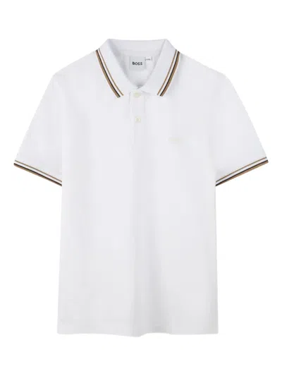 Hugo Boss Short Sleeve Buttoned Logo T-shirt For Boys In White
