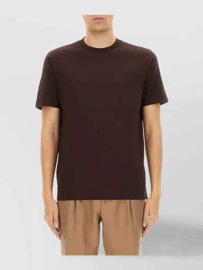 Hugo Boss Short Sleeve Crew Neck Plain T-shirt In Brown